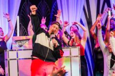 Impractical Jokers film a punishment for special guest Joey Fatone at Power House Studios in Paramus, NJ