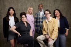 St. Denis Medical's Kahyun Kim, Allison Tolman, Wendi McLendon-Covey, David Alan Grier, Mekki Leeper, and Kaliko Kauahi