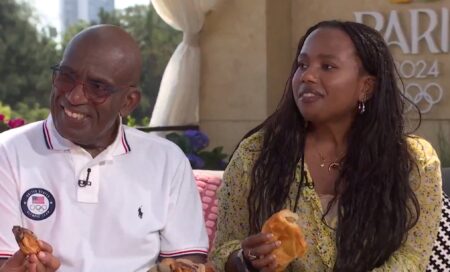 Al Roker and his daughter Leila eating croissants in Paris
