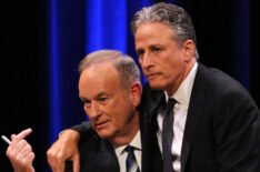 Bill O’Reilly and Jon Stewart onstage at O'Reilly Vs. Stewart 2012: The Rumble In The Air-Conditioned Auditorium at Lisner Auditorium at George Washington University on October 6, 2012 in Washington, DC.