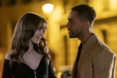 Lily Collins as Emily Cooper and Lucien Laviscount as Alfie in 'Emily in Paris'