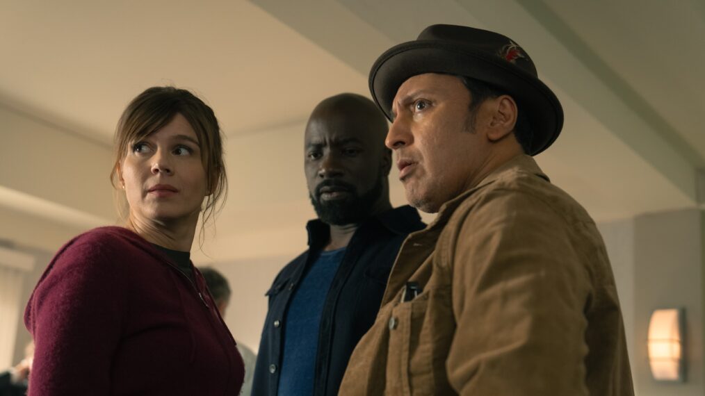 Katja Herbers as Kristen Bouchard, Mike Colter as David Acosta and Aasif Mandvi as Ben Shakir in 'Evil' Season 4 Episode 10 'How to Survive a Storm'