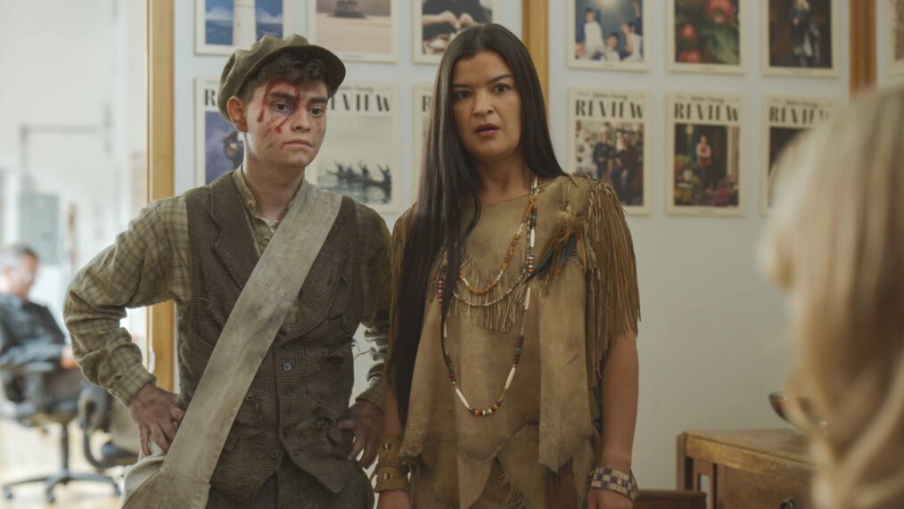Jamie Mayers as Winky and Crystle Lightning as Skiki in 'Ghosts' - 'Flower's Article'