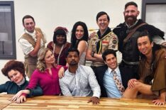 Rebecca Wisocky, Brandon Scott Jones, Rose McIver, Danielle Pinnock, Utkarsh Ambudkar, Sheila Carrasco, Richie Moriarty, Asher Grodman, Devan Chandler Long, and Roman Zaragoza behind the scenes of 'Ghosts' Season 4