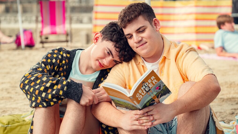 Joe Locke as Charlie and Tobie Donovan as Isaac in 'Heartstopper' Season 3
