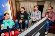 Joey Fatone, Sal Vulcano Brian Quinn, James Murray - The Impractical Jokers film a punishment for special guest Joey Fatone at Power House Studios in Paramus, NJ