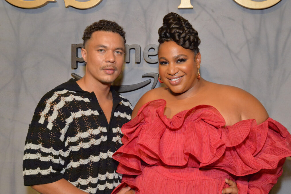Ismael Cruz Córdova and Sophia Nomvete attend The Lord Of The Rings: The Rings Of Power SDCC Press Preview Event at Venue 808