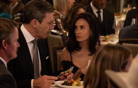 Jon Hamm as Monty Miller and Demi Moore as Cami Miller in season 1, episode 2 of 'Landman'