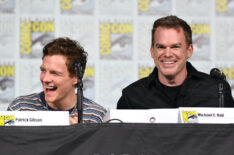 Patrick Gibson and Michael C. Hall speak onstage during “Dexter: Original Sin” | San Diego Comic Con at San Diego Convention Center on July 26, 2024 in San Diego, California.