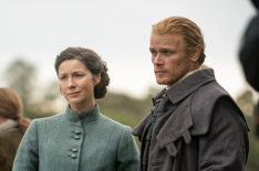 Caitríona Balfe as Claire, Sam Heughan as Jamie on set of 'Outlander' Season 7 Part 2