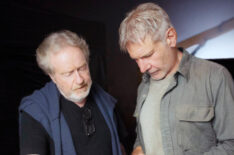 Ridley Scott and Harrison Ford on set on Blade Runner 2049