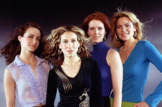 Cynthia Nixon as Miranda Hobbes, Kristin Davis as Charlotte York, Sarah Jessica Parker as Carrie Bradshaw, and Kim Cattrall as Samantha Jones in 'Sex and the City'