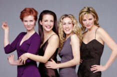 Cynthia Nixon as Miranda Hobbes, Kristin Davis as Charlotte York, Sarah Jessica Parker as Carrie Bradshaw, and Kim Cattrall as Samantha Jones in 'Sex and the City'