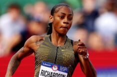 Sha'Carri Richardson competes in the first round of the women's 200 meters on Day Seven of the 2024 U.S. Olympic Team Track & Field Trials