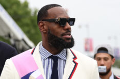 Lebron James, Flagbearer of Team United States, looks on prior to the opening ceremony of the Olympic Games Paris 2024 on July 26, 2024 in Paris, France