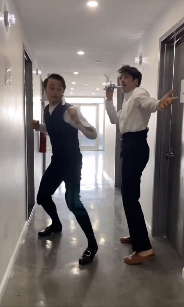 Ben Ahlers and Harry Richardson behind the scenes of 'The Gilded Age' Season 3