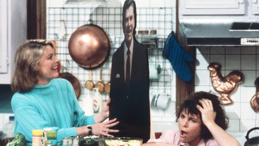 Jane Curtin, Ronald Reagan (cardboard cutout), Susan Saint James in Kate & Allie