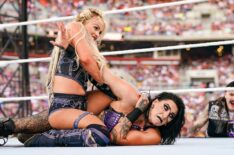Liv Morgan and Rhea Ripley at SummerSlam 2024