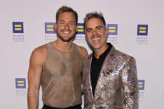 Colton Underwood and Jordan C. Brown attend the 2024 Human Rights Campaign dinner at Fairmont Century Plaza on March 23, 2024 in Los Angeles, California.