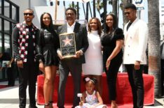 Greg Mathis and his family pose with his star on the Hollywood Walk of Fame