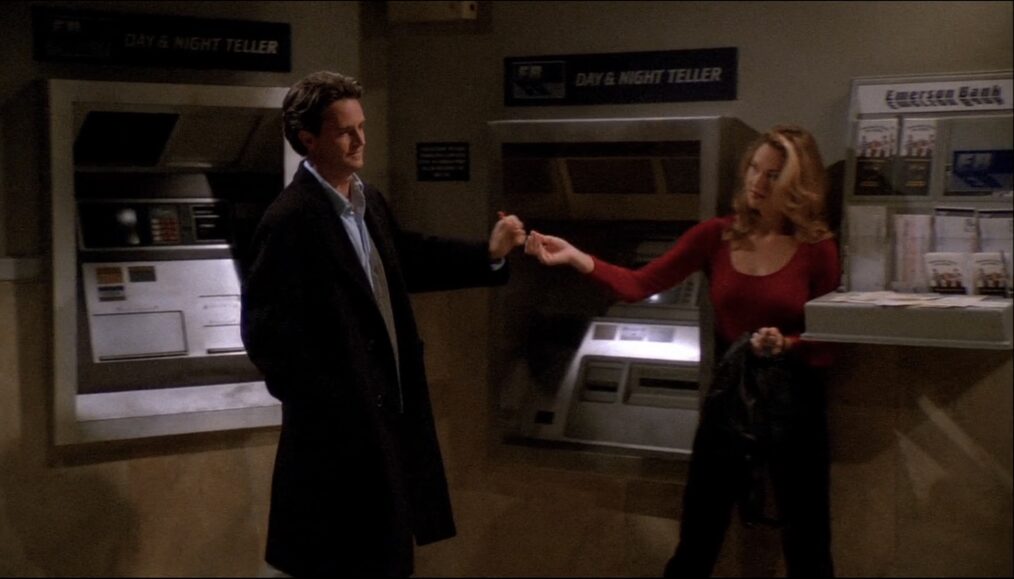 Matthew Perry as Chandler Bing and Jill Goodacre as herself in 'Friends'
