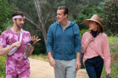 Michael Urie as Brian, Jason Segel as Jimmy, and Christa Miller as Liz in 'Shrinking' Season 2