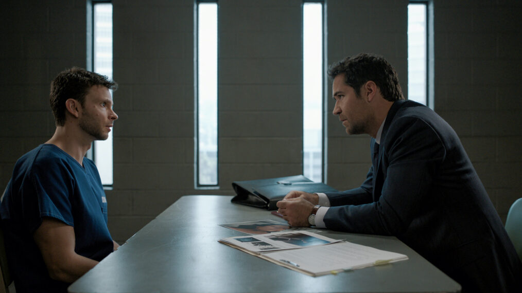 Devon Graye as Julian La Cosse, Manuel Garcia-Rulfo as Mickey Haller in 'The Lincoln Lawyer' Season 3 Episode 1