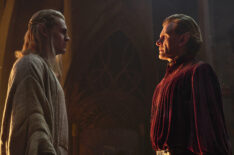Charlie Vickers as Annatar; Charles Edwards as Celebrimbor in 'The Rings of Power' Season 2