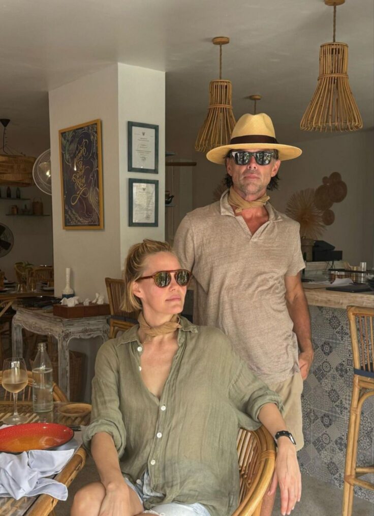 Leslie Bibb and Walton Goggins behind the scenes of 'The White Lotus' Season 3