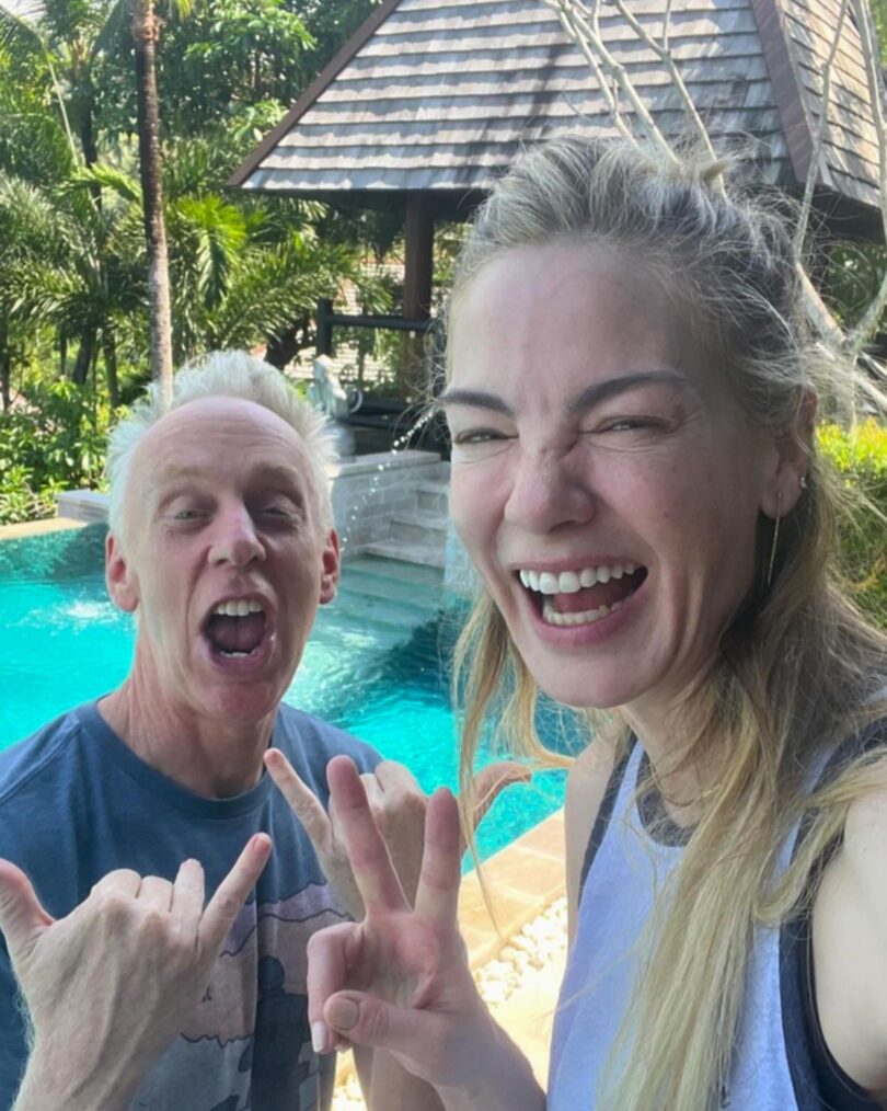 Mike White and Michelle Monaghan behind the scenes of 'The White Lotus' Season 3