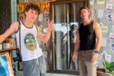 Sam Nivola and Patrick Schwarzenegger behind the scenes of 'The White Lotus' Season 3