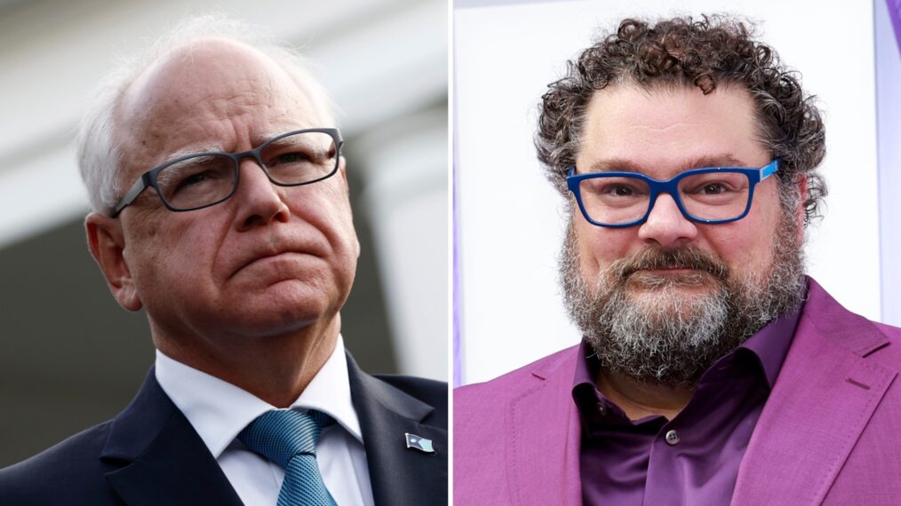 Minnesota Gov. Tim Walz (L), Bobby Moynihan (R)