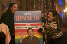 Anthony Atamanuik as Sean Rinaldi, Marissa Jaret Winokur as Charmaine in 'What We Do in the Shadows'