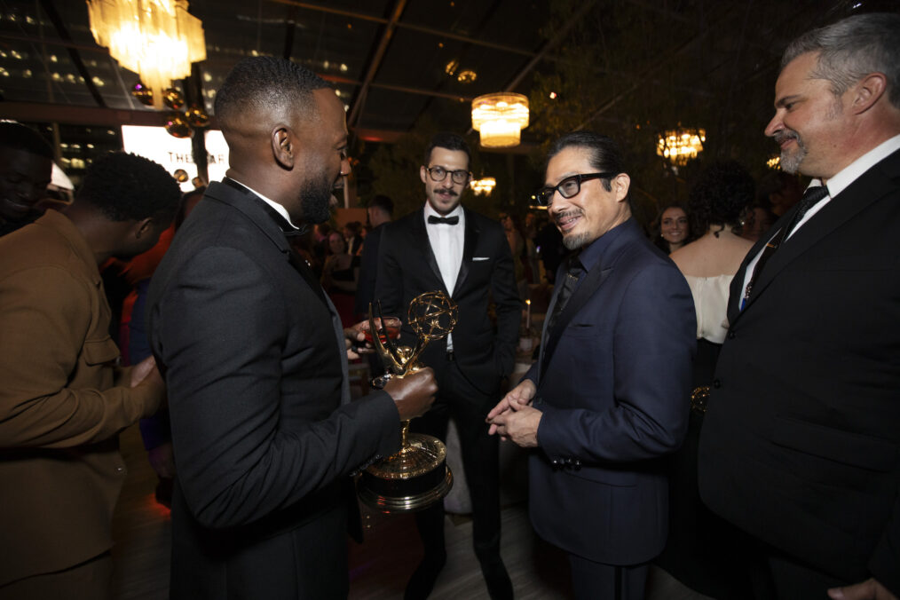 Lamorne Morris and Hiroyuki Sanada at Disney's 2024 Emmys afterparty