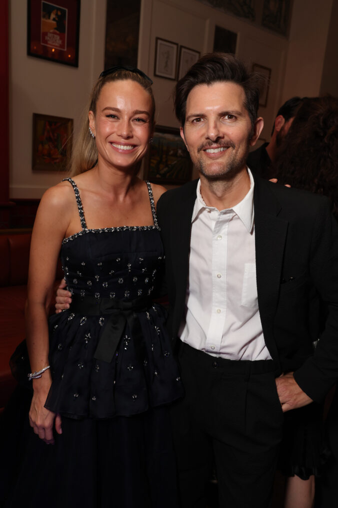 Brie Larson and Adam Scott attend the Apple TV+ Emmy Awards 2024 post ceremony reception at Mother Wolf on September 15, 2024 in Los Angeles, California.