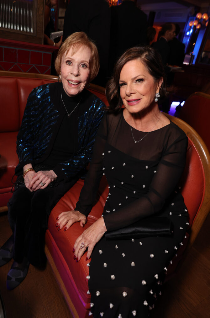 Carol Burnett and Marcia Gay Harden attend the Apple TV+ Emmy Awards 2024 post ceremony reception at Mother Wolf on September 15, 2024 in Los Angeles, California.
