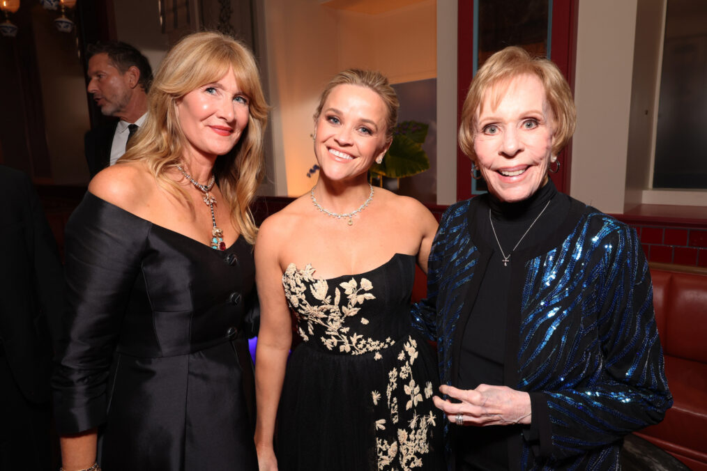 Laura Dern, Reese Witherspoon and Carol Burnett attend the Apple TV+ Emmy Awards 2024 post ceremony reception at Mother Wolf on September 15, 2024 in Los Angeles, California.