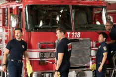 Ryan Guzman as Eddie, Oliver Stark as Buck, Kenneth Choi as Chimney, Aisha Hinds as Hen — '9-1-1' Season 8 Premiere 'Buzzkill'