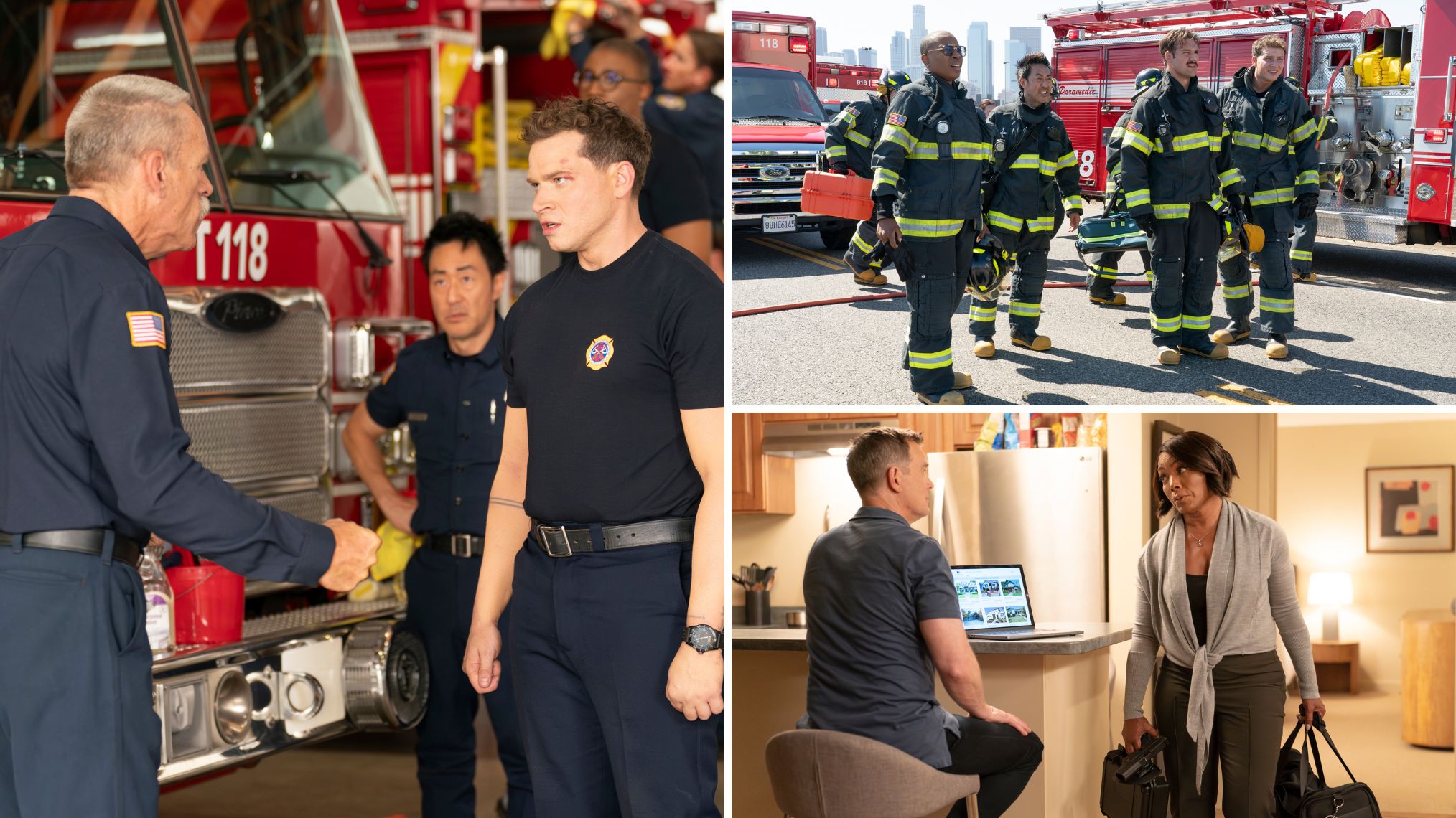 9 1 1 Season 8 Premiere Photos The 118 vs Gerrard and Bobby s New Job
