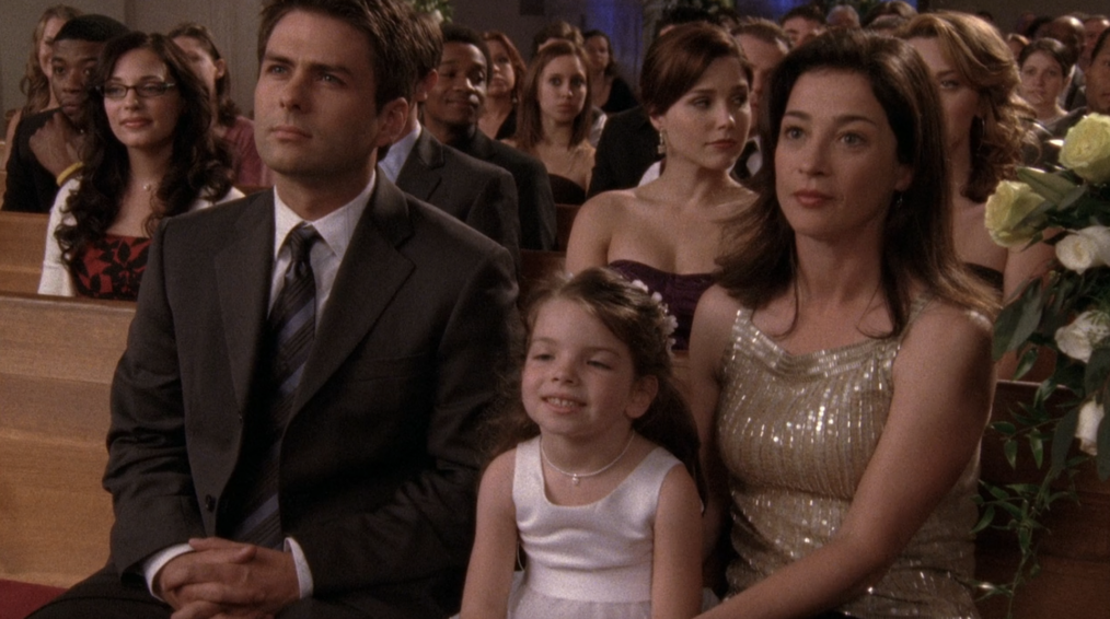Moira Kelly as Karen and Kieren Hutchinson as Andy on 'One Tree Hill'