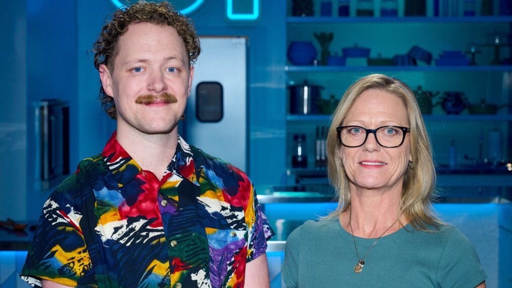 CRIME SCENE KITCHEN: L-R: Contestants Nigel and Karen. CR/ FOX. ©2024 FOX Media LLC.