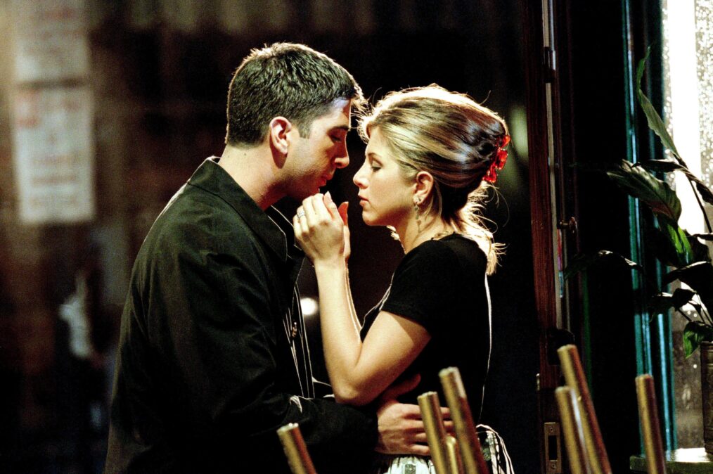 David Schwimmer as Ross, Jennifer Aniston as Rachel on 'Friends'