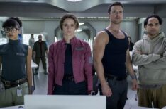 Stacey Read as Alicia Nevins, Christie Burke as Lt. Sharon Garnet, Richard Fleeshman as Lt. James Brice, Reece Ritchie as Ian in The Ark - Season 2