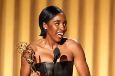 Ayo Edebiri accepts the Best Supporting Actress in a Comedy Series award for 'The Bear' onstage during the 75th Primetime Emmy Awards