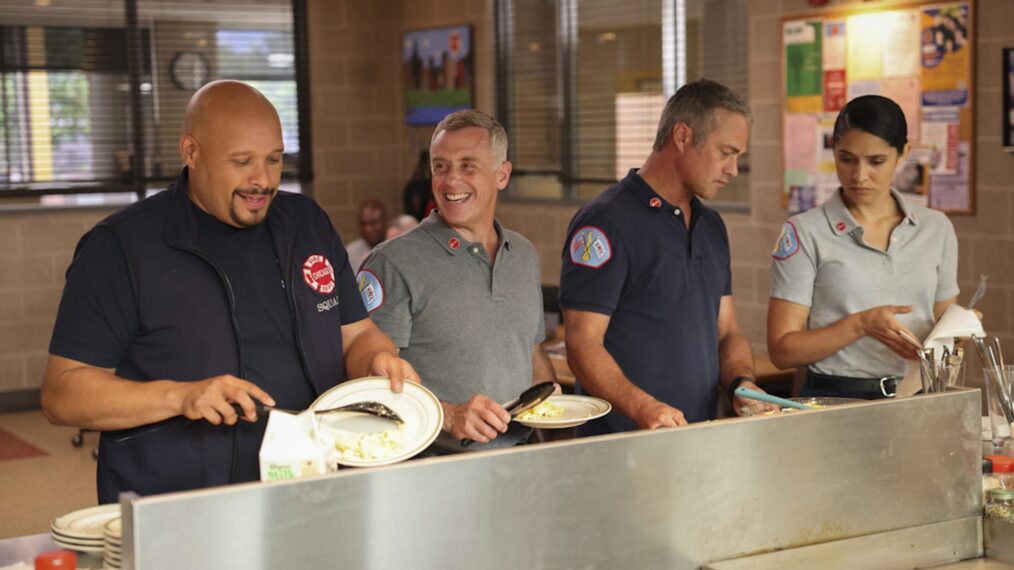 Joe Miñoso as Joe Cruz, David Eigenberg as Christopher Herrmann, Taylor Kinney as Kelly Severide, Miranda Rae Mayo as Stella Kidd — 'Chicago Fire' Season 13 Episode 2 