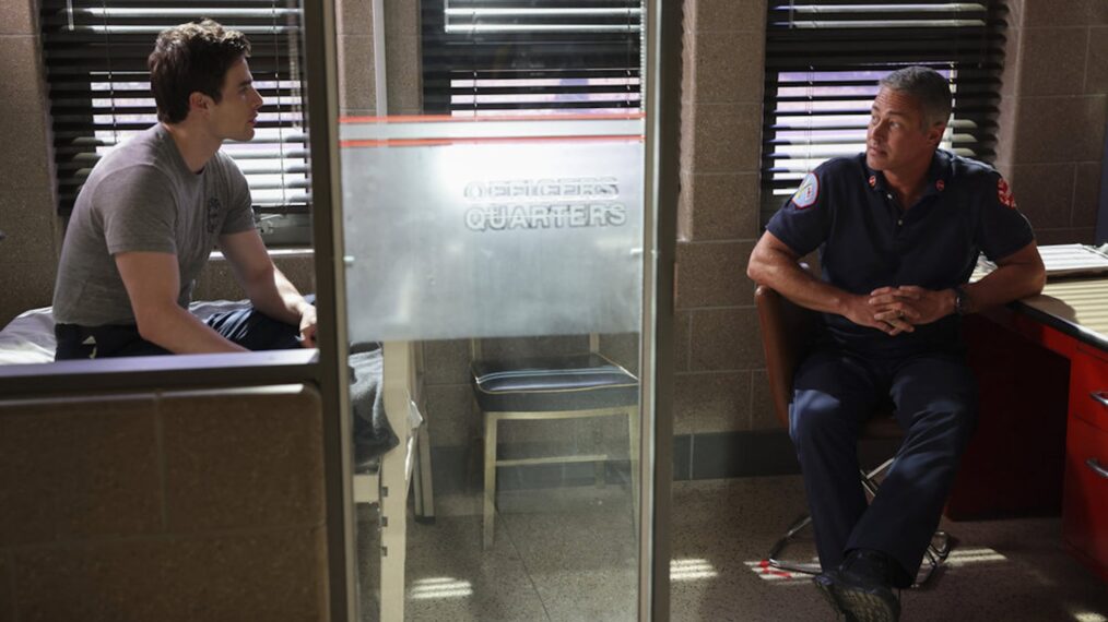 Michael Bradway as Damon, Taylor Kinney as Kelly Severide — 'Chicago Fire' Season 13 Episode 2 