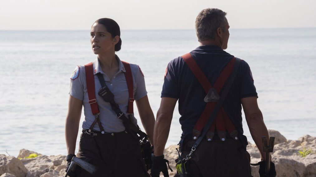 Miranda Rae Mayo as Stella Kidd and Taylor Kinney as Kelly Severide — 'Chicago Fire' Season 13 Episode 2 