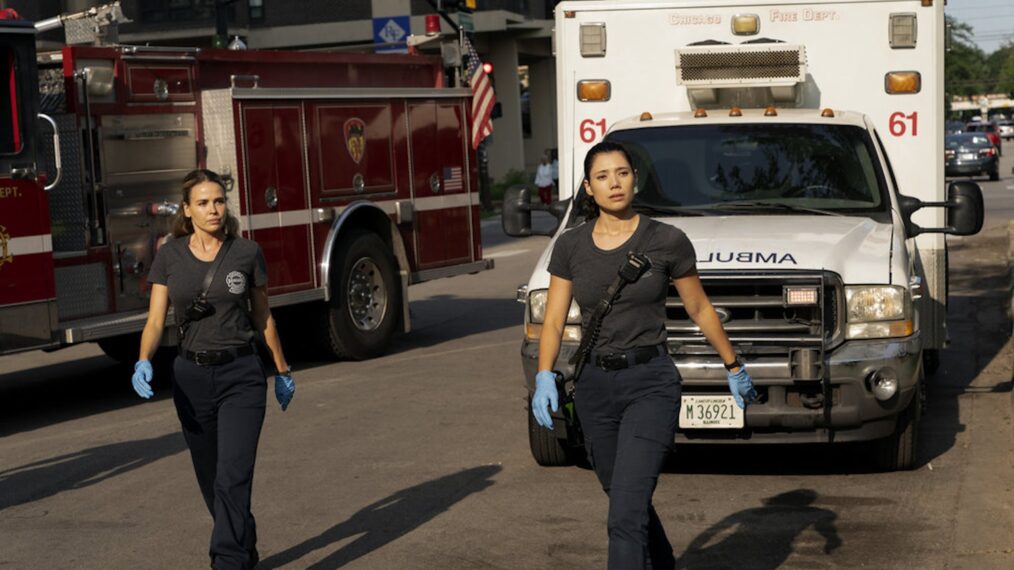Jocelyn Hudon as Novak, Hanako Greensmith as Violet Mikami — 'Chicago Fire' Season 13 Episode 2 