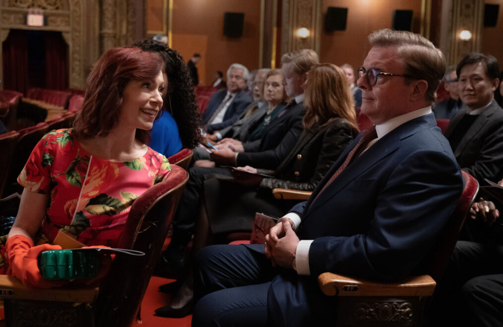 Nathan Lane as Phillip Cross and Carrie Preston as Elsbeth in 'Elsbeth' Season 2 Episode 1 - 'Subscription to Murder'