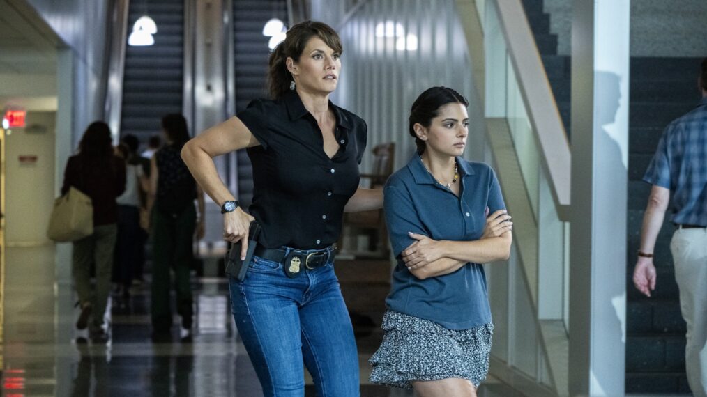 Missy Peregrym as Special Agent Maggie Bell and Lily Brody as Sarah Amino in the 'FBI' Season 7 Premiere 